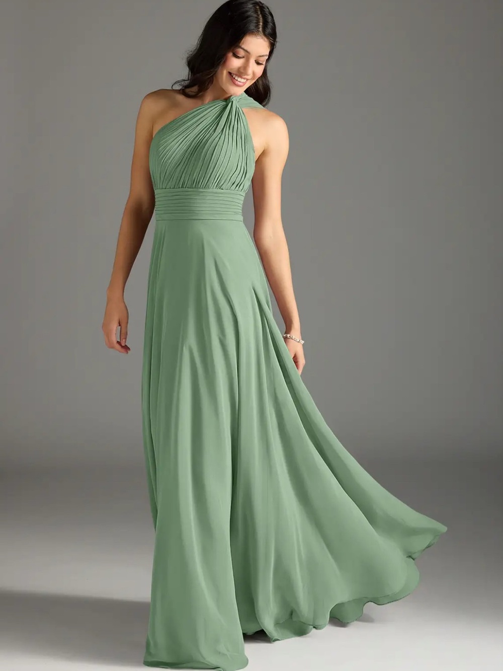 Azazie Macha Green Halter Bridesmaid Dress A10 Floor Length Formal Gown